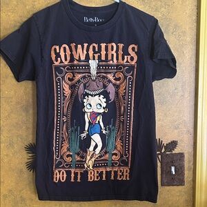 Betty Boop Black and Orange Cowgirl T-Shirt